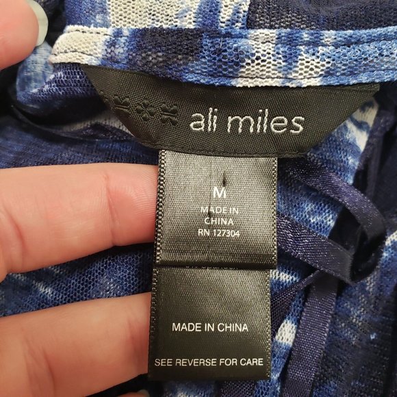 Ali Miles Navy and White Abstract Cardigan - Picture 3 of 9